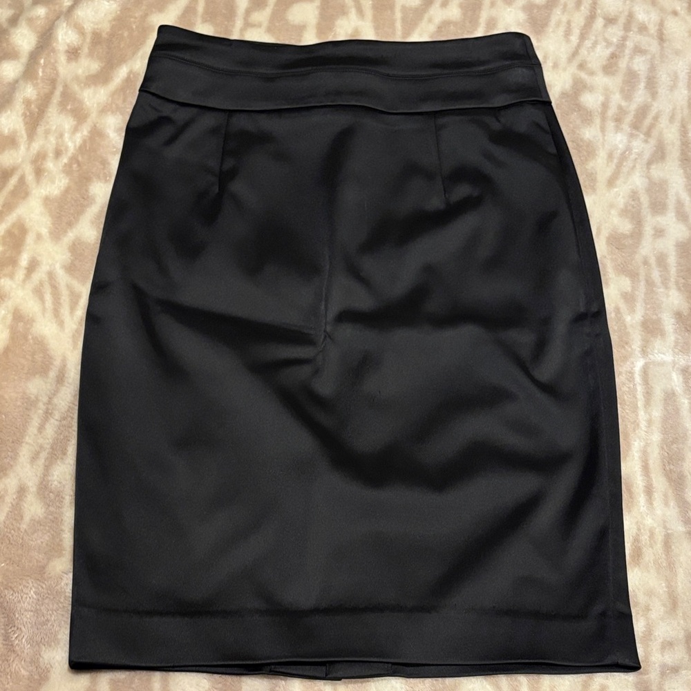 bebe Elegant Black Satin Pencil Skirt